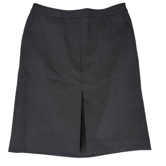 Talbots Black Dot Pencil Skirt Women's 10 Professional Midi Knee Length‎ Wool - Picture 1 of 4